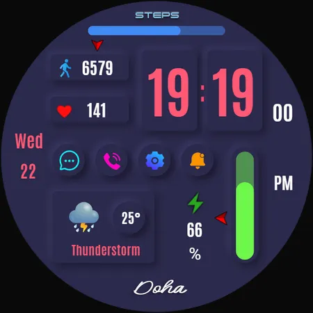 Doha Digital Watch Face screenshot 37