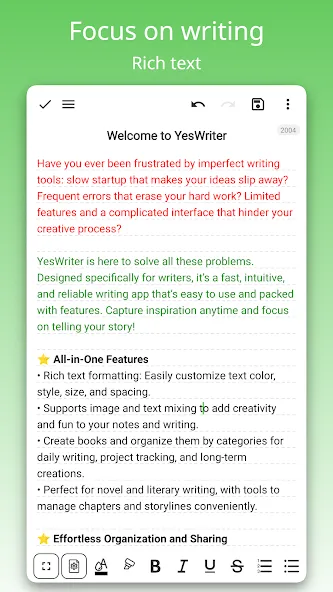 YesWriter - Writing, Notes screenshot 1