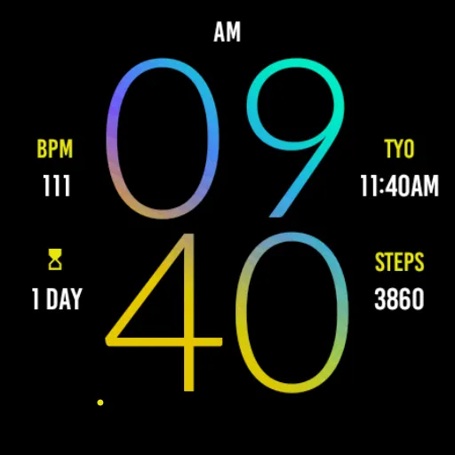 Yellow Blue Light Watch Face screenshot 6