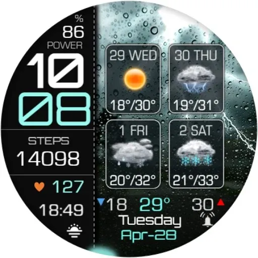 Weather 4 Days Digital Wear OS screenshot 22