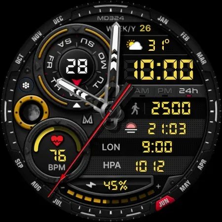 MD324 Hybrid watch face screenshot 9