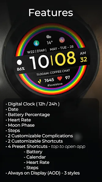 TVV Pride Digital Watch Face screenshot 3