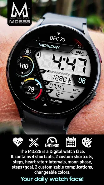 MD228 Digital watch face screenshot 1
