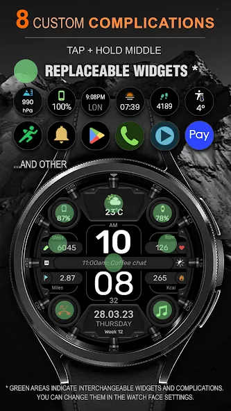 WFP 332 Futuristic watch face screenshot 3