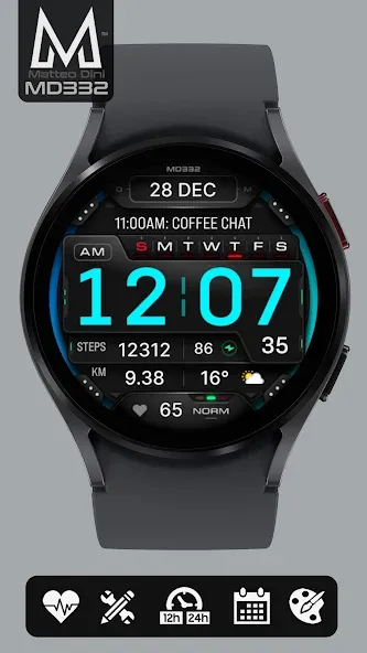 MD332 Digital watch face screenshot 2