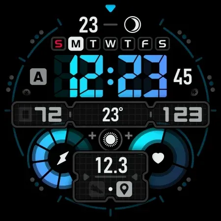 SH027 Watch Face, WearOS watch screenshot 12
