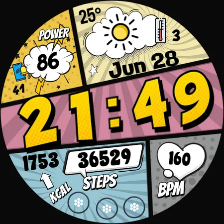 Comic Wooo Digital Watch Face screenshot 38