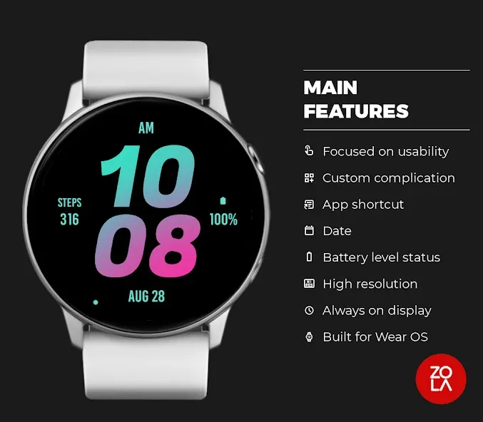 Tosca Pink Bold Watch Face screenshot 2