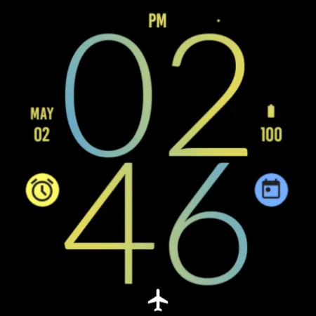 Blue Yellow Light Watch Face screenshot 5