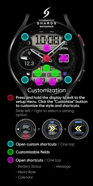 SH060 Watch Face, WearOS watch screenshot 6