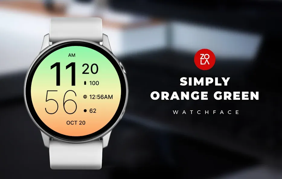 Simply Orange Green Watch Face screenshot 1