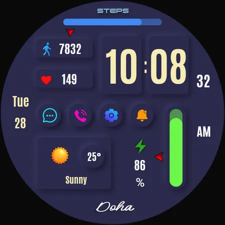 Doha Digital Watch Face screenshot 39