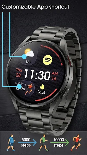 Digital watch face D32 screenshot 2