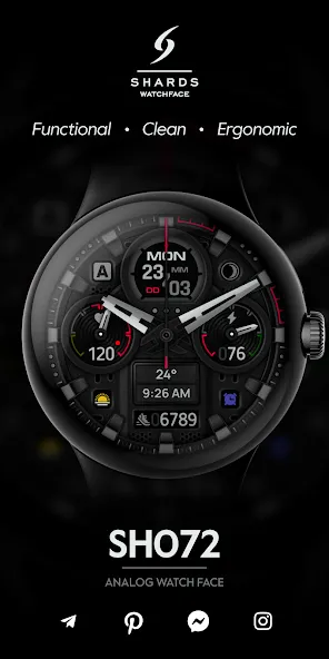 SH072 Watch Face, WearOS watch screenshot 1
