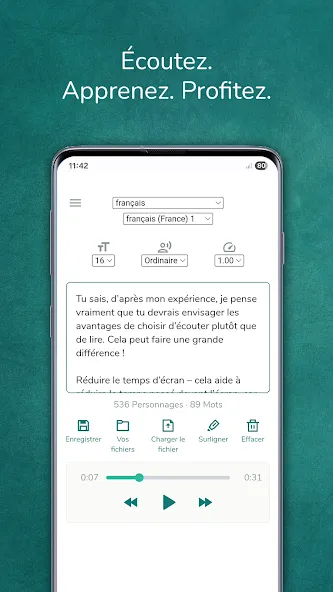 Lecteur de Texte: voix screenshot 1