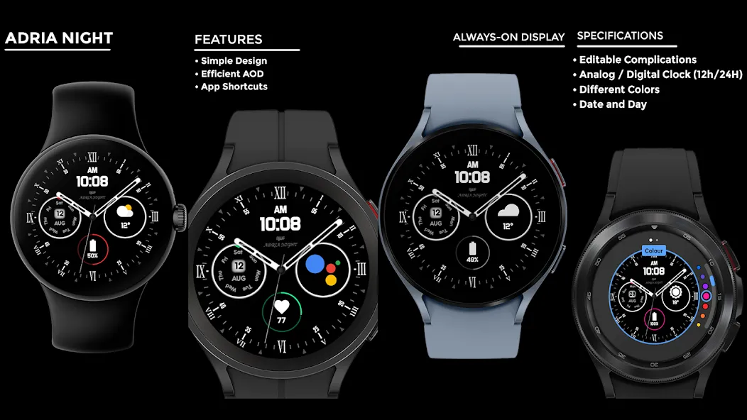 Adria Night - watch face screenshot 15