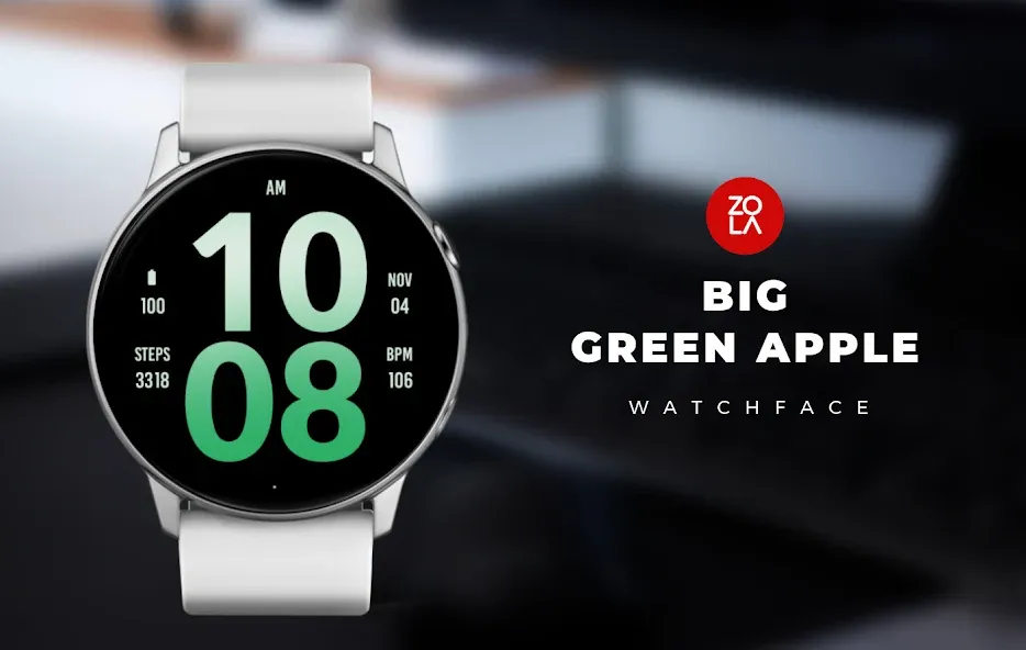 Big Green Apple Watch Face screenshot 1