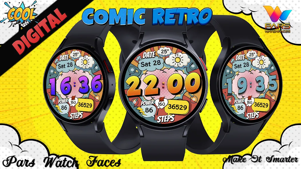 Comic Retro Digital Watch Face screenshot 1