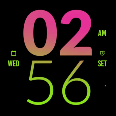 Green Pink Large Watch Face screenshot 5