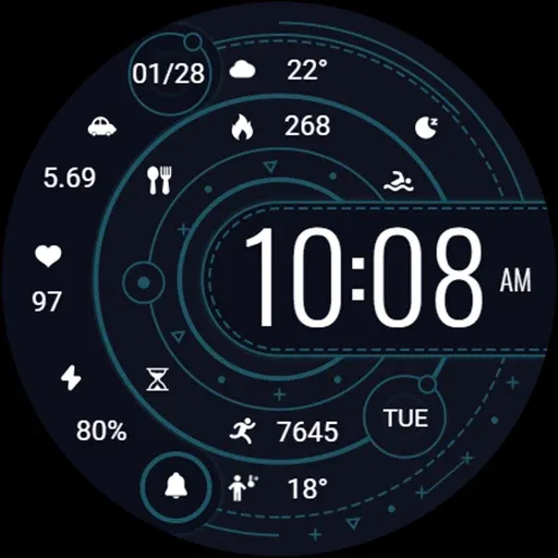 ZKin Watch Face Blue Firefly screenshot 7