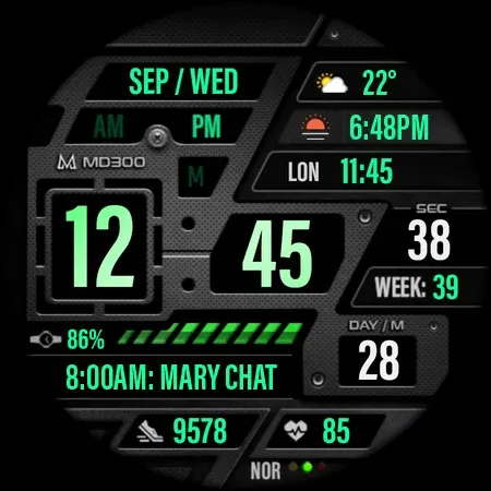 MD300 Digital watch face screenshot 34