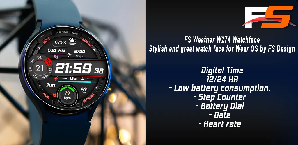 FSW274 Digital Watchface screenshot 1