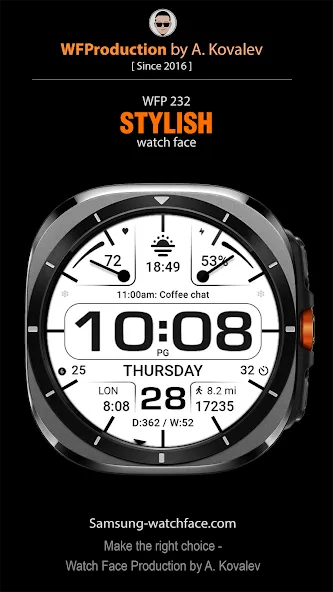 WFP 232 Stylish watch face screenshot 1