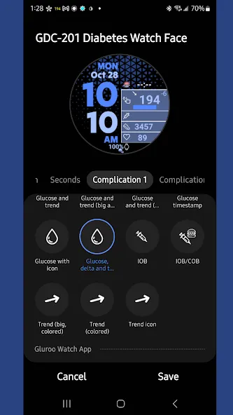 GDC-201 Diabetes Watch Face screenshot 4