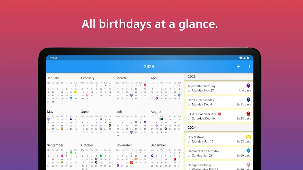 Birthday calendar screenshot 6