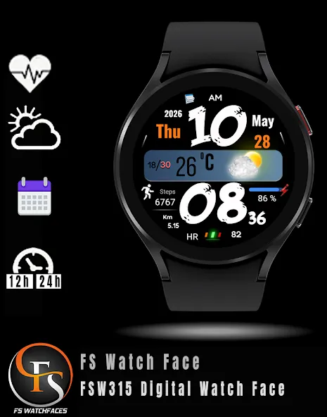FSW315 Digital Watch Face screenshot 6