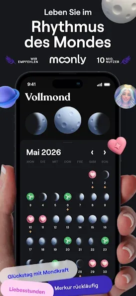 Moonly Mondkalender Mondphasen screenshot 1