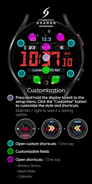 SH057 Watch Face, WearOS watch screenshot 6