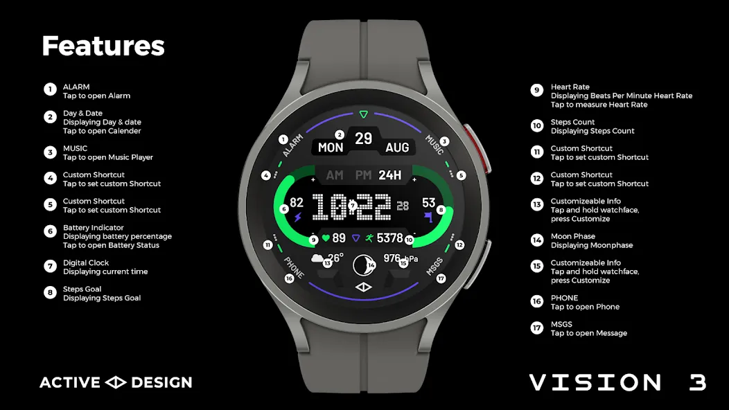 Vision 3: Digital Watch Face screenshot 7