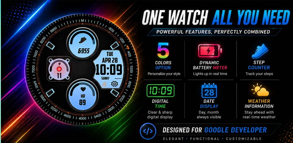 F7V5 - DIGITAL WATCH FACE screenshot 1