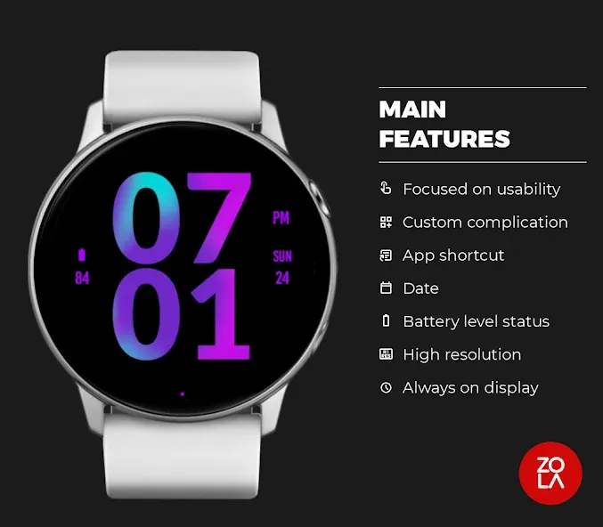 Lavender Large Watch Face screenshot 2