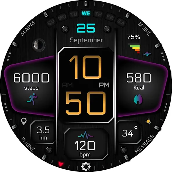 A410 Neon Watch Face Wear OS screenshot 27