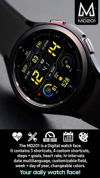 MD201 Digital watch face screenshot 2