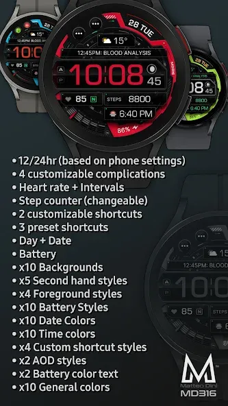 MD316 Digital Watch Face screenshot 6
