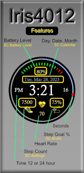 Iris4012 Digital Watch Face screenshot 2