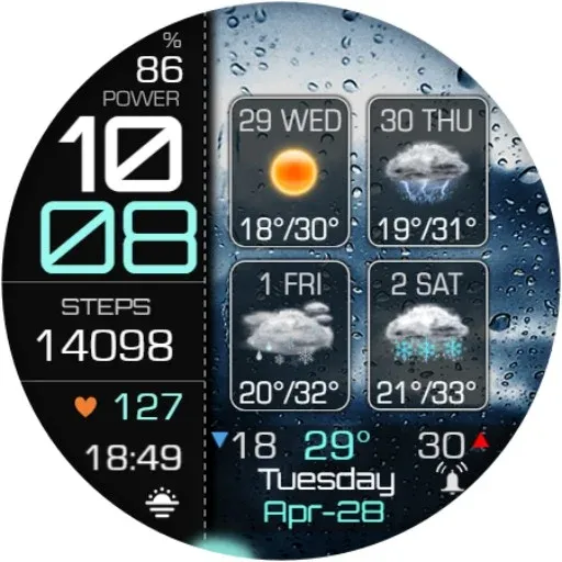 Weather 4 Days Digital Wear OS screenshot 23