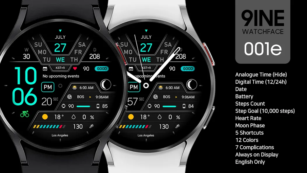 9INE 001e: Hybrid watch face screenshot 1