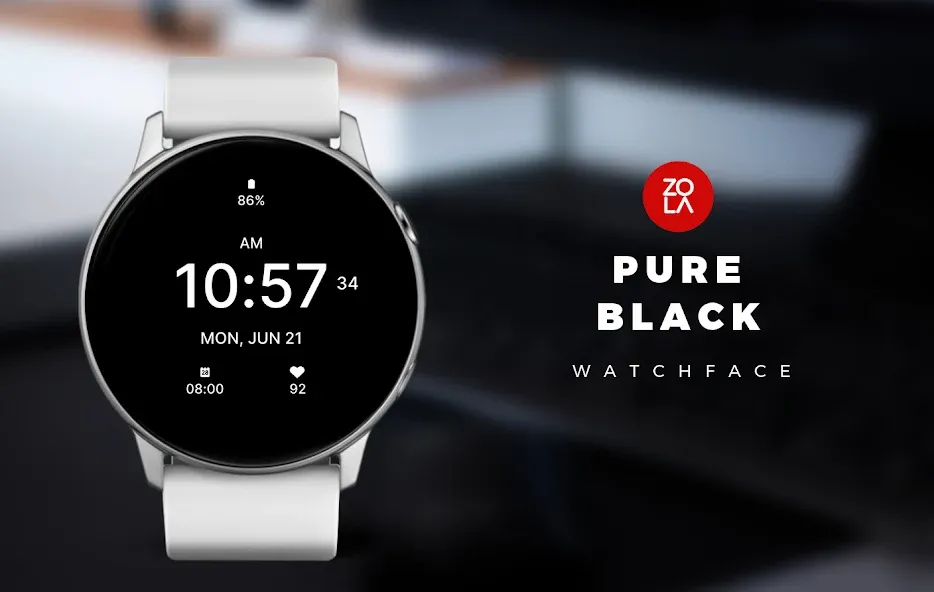 Pure Black Watch Face screenshot 1