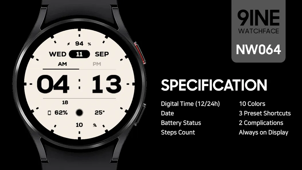 NW064: Digital watch face screenshot 1