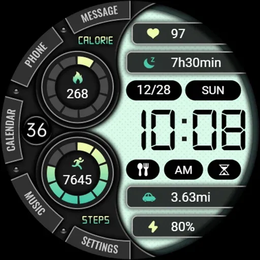 Green Text Clock ZKin Watch screenshot 41