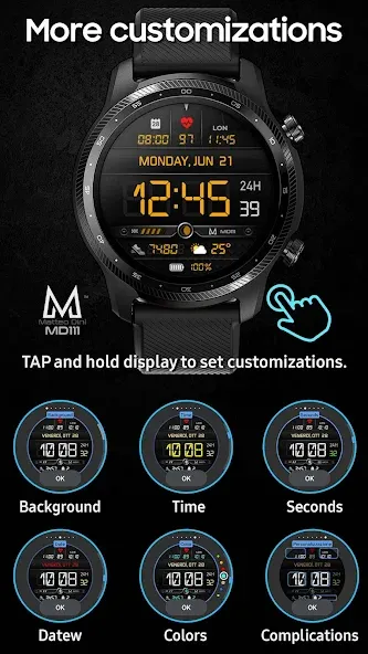 MD111 Digital watch face screenshot 6