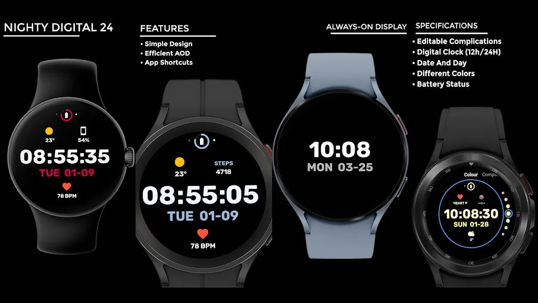Nighty Digital 24 - watch face screenshot 15