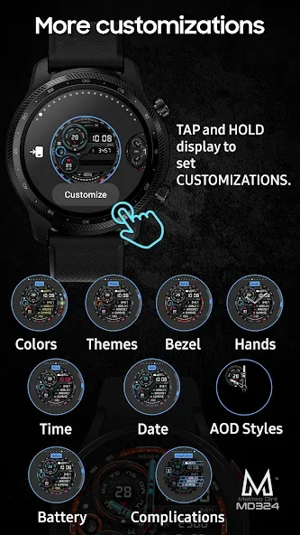 MD324 Hybrid watch face screenshot 3
