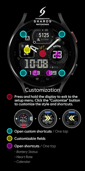 SH019 Watch Face, WearOS watch screenshot 6