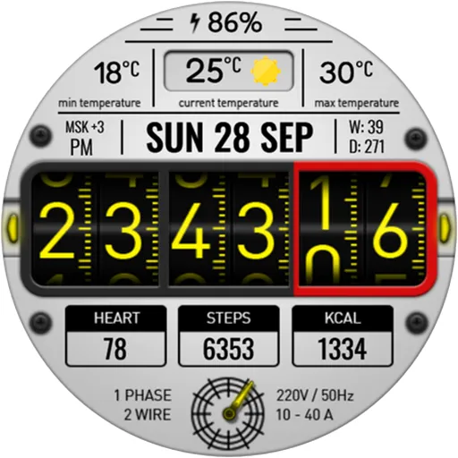 Digital RetroFlip Watch face screenshot 16