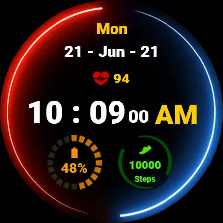 Neon Blue Red Watch Face screenshot 3